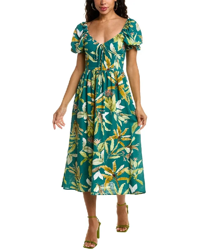 Charming Women's Garments Chic Allure O.P.T. Jungle Linen-Blend Midi Dress