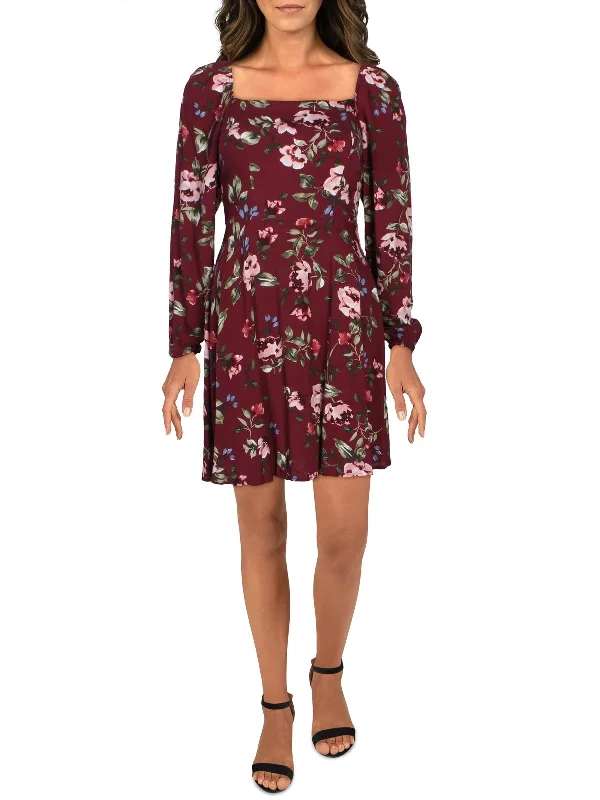 Women's Cozy Winter Attire Classic Appeal Womens Floral Print Off-The-Shoulder Shirtdress