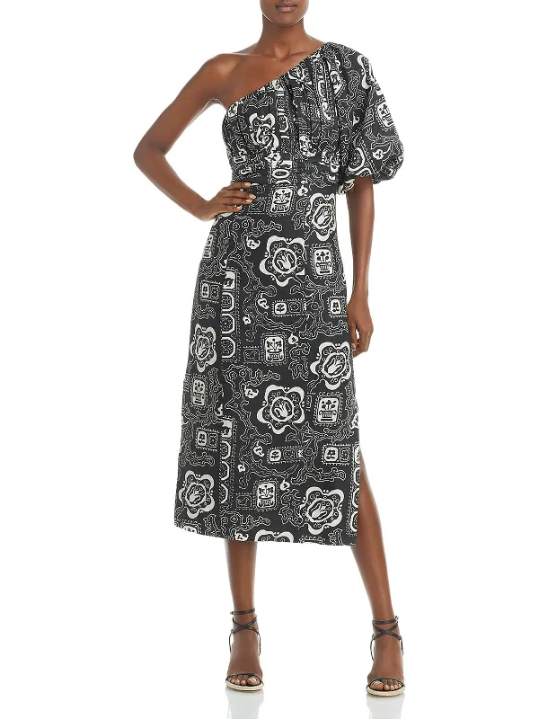 Stylish Women's Apparel Tropical Island - Inspired Attire Womens Linen Printed Midi Dress