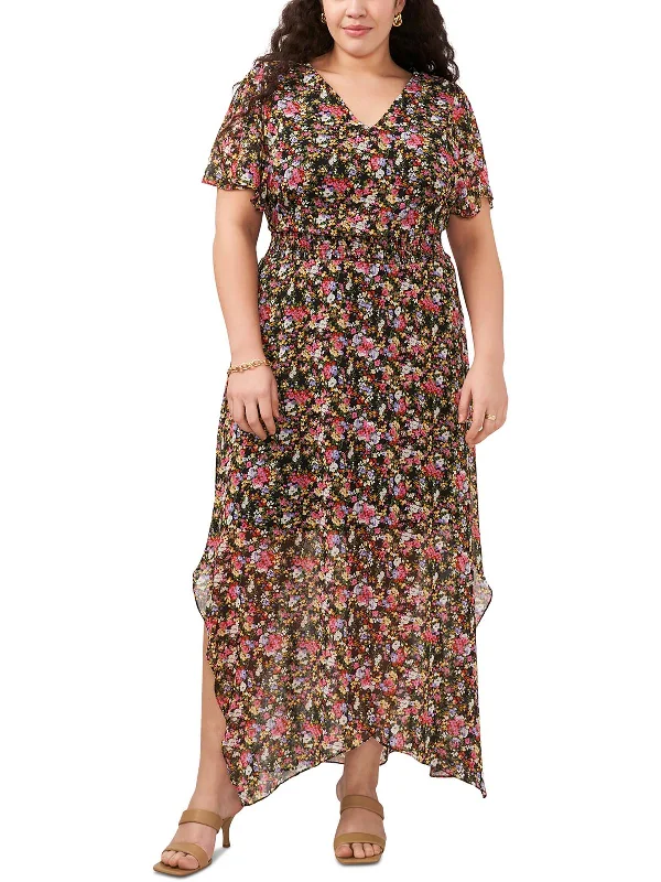 Women's Professional Garments Score Big on Glamorous Red - Carpet Styles Plus Womens Chiffon Floral Print Maxi Dress