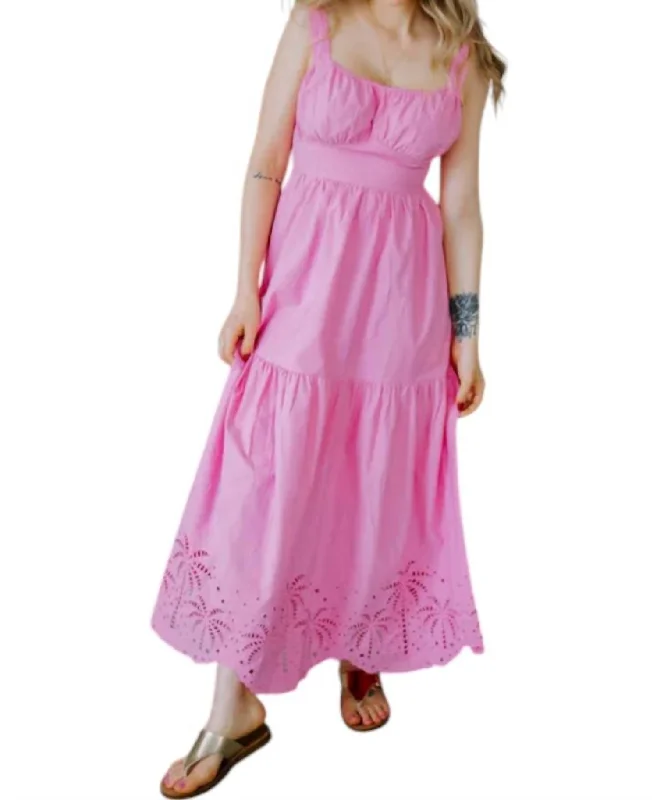 Women's Urban Clothing Effortless Sophistication Back Tie Midi Dress In Pink