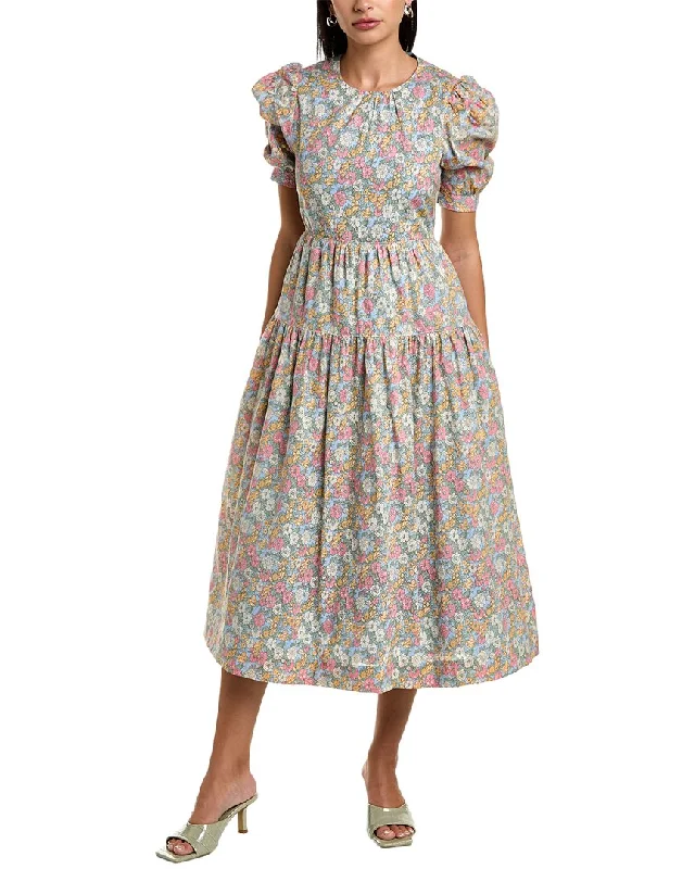 Women's Contemporary Clothing Mid - Season Sale en saison Poplin Floral Midi Dress