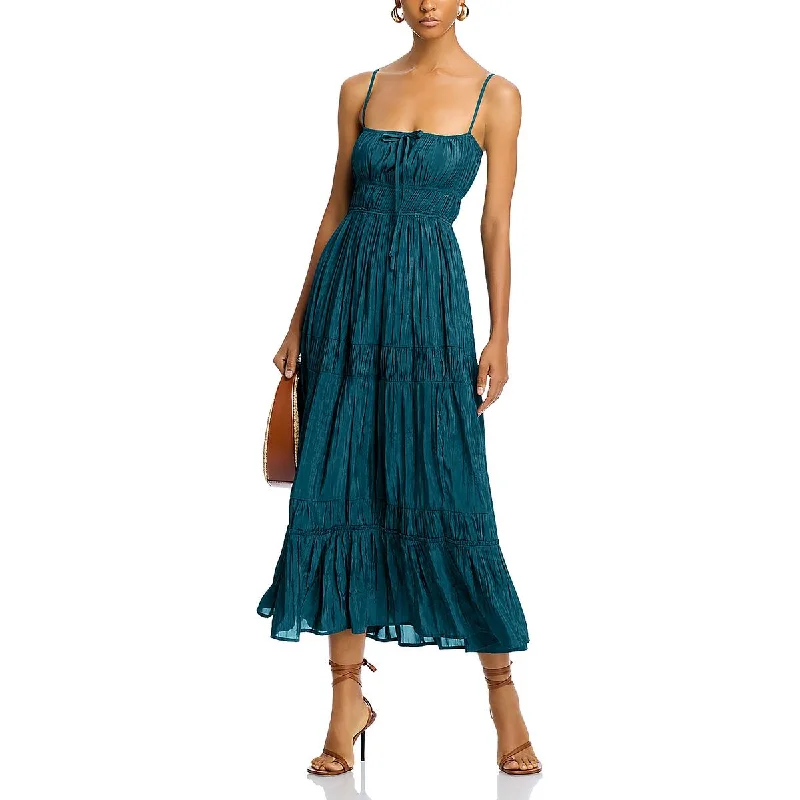 Women's Clothing For Holiday Travel Everyday Glamour Womens Tiered Adjustable Straps Midi Dress