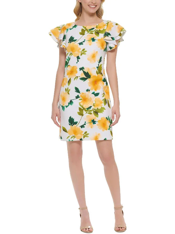 Women's Luxury Apparel Alluring Design Petites Womens Floral Mini Sheath Dress