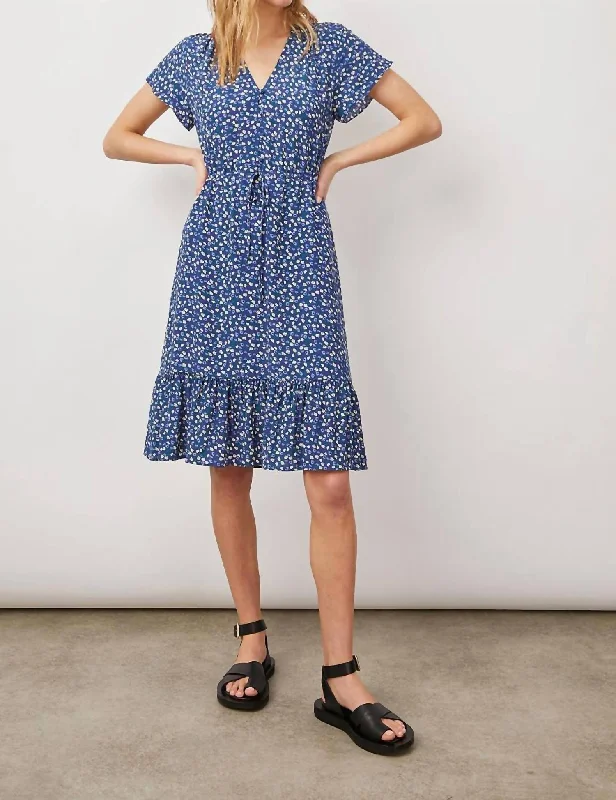 Women's Holiday Apparel Romantic Detailing Kiki Dress In Navy Ditsy Floral