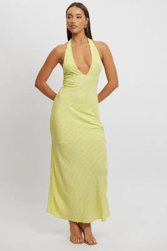 Women's Outerwear Attire Today Only Green Halter Neck Maxi Dress