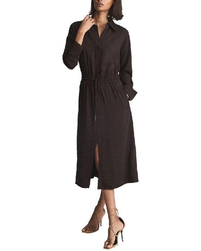 Women's Clothing For Travel Minimalist Chic Reiss Astrid Plain Belted Midi Dress