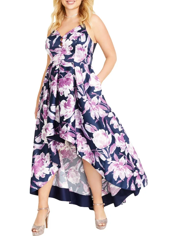 Women's Holiday Clothing End - of - Month Blowout Plus Womens Floral Hi-Low Evening Dress