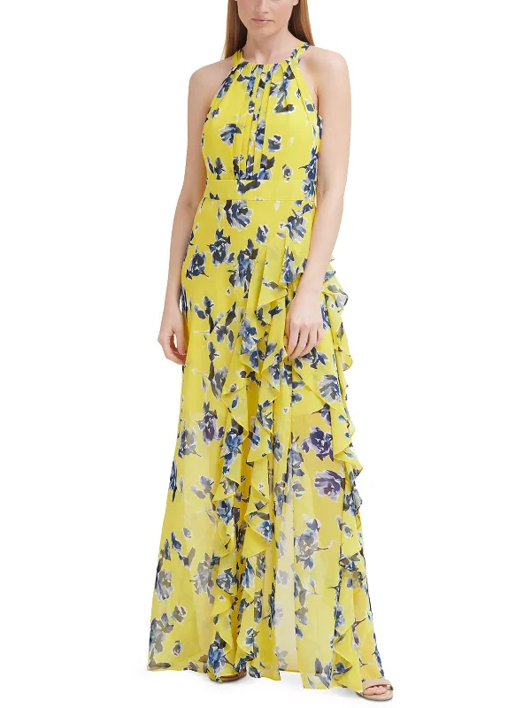 Women's Elegant Apparel Fashion-Forward Style Womens Floral Maxi Halter Dress