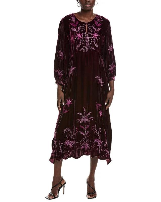 Women's Vintage-Inspired Outfit Urban Sophistication Johnny Was Palmira Velvet Effortless Midi Dress Eg