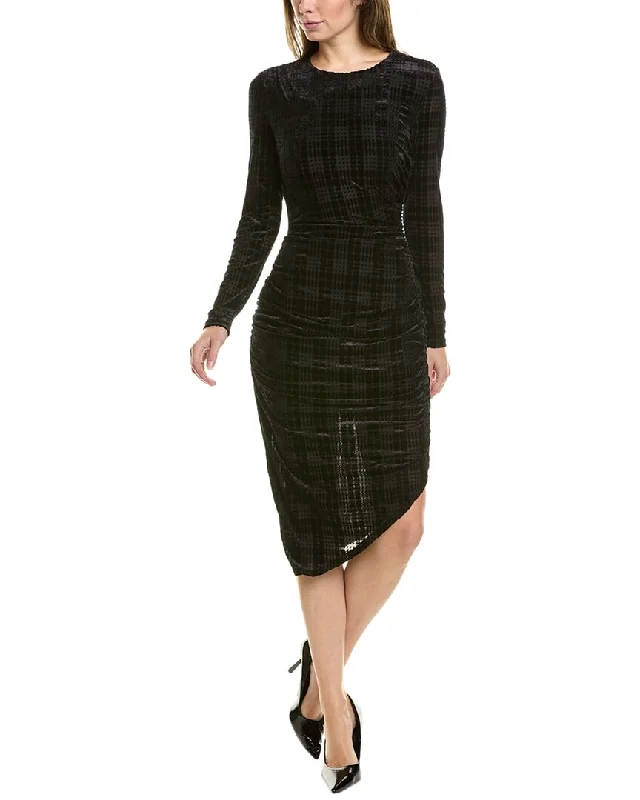 Women's Clothing For Outdoor Events Elevated Style Nicole Miller Velvet Burnout Plaid Midi Dress