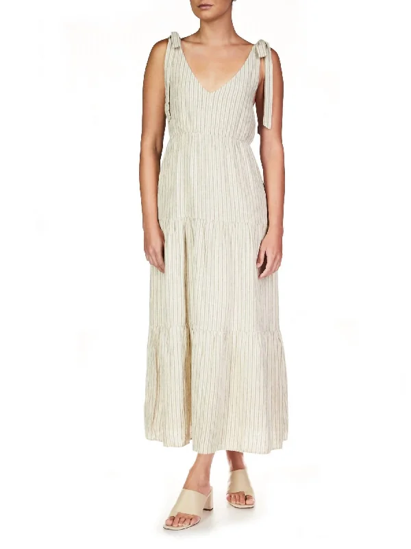 Women's Transitional Garments Elegant Details Move Your Body Striped Maxi Dress In Eco Olive Stripe