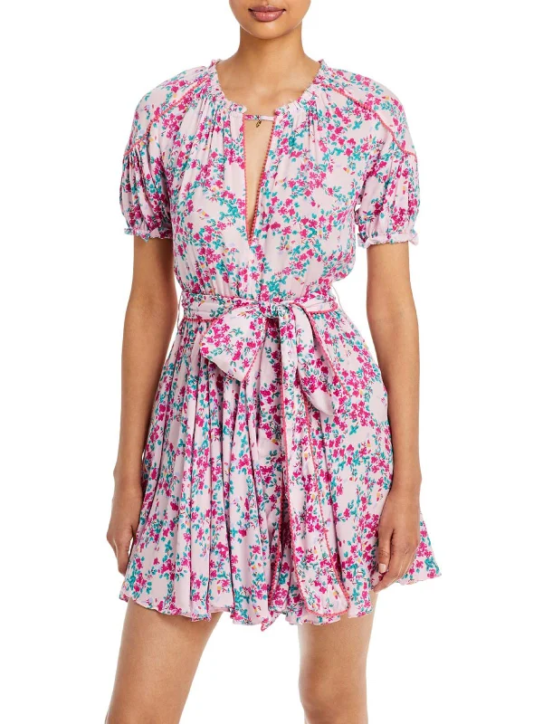 Women's Trendy Outfit Elegant Details Ivy Womens Floral Print Short Mini Dress