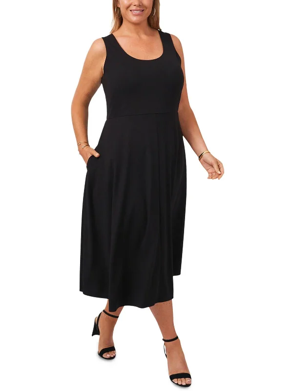 Women's Activewear Attire Now on Sale for Chic Urban Styles Plus Womens Stretch Mid Calf Midi Dress