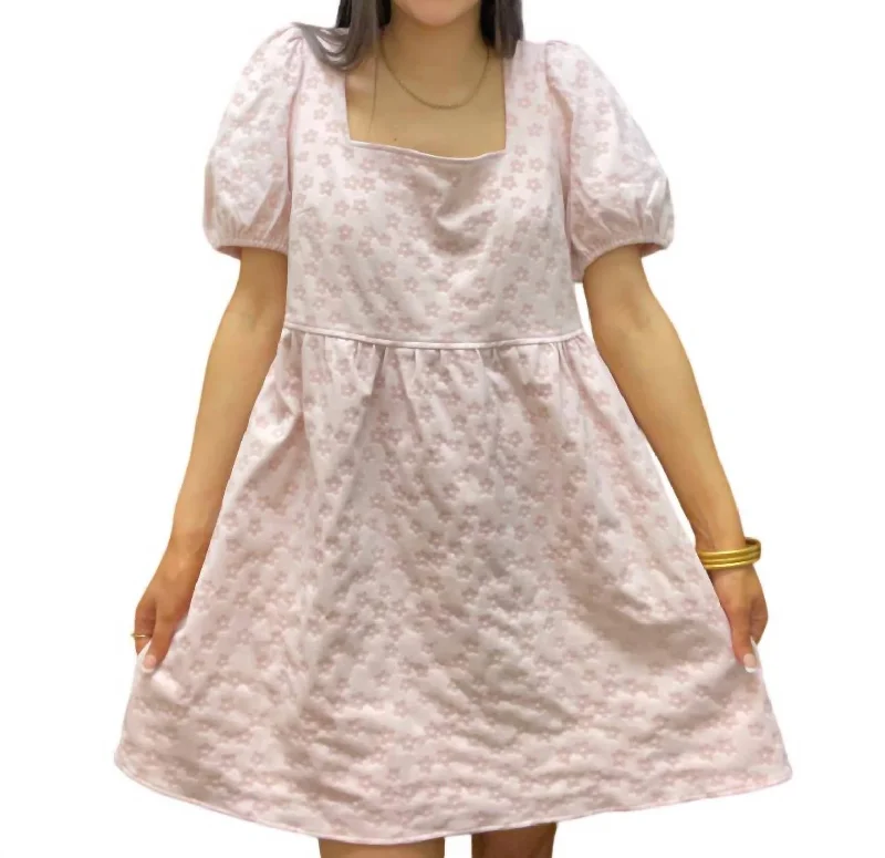 Women's Chic Outerwear Attire Classic Timeless Elegant Style Bella Floral Babydoll Dress In Blush