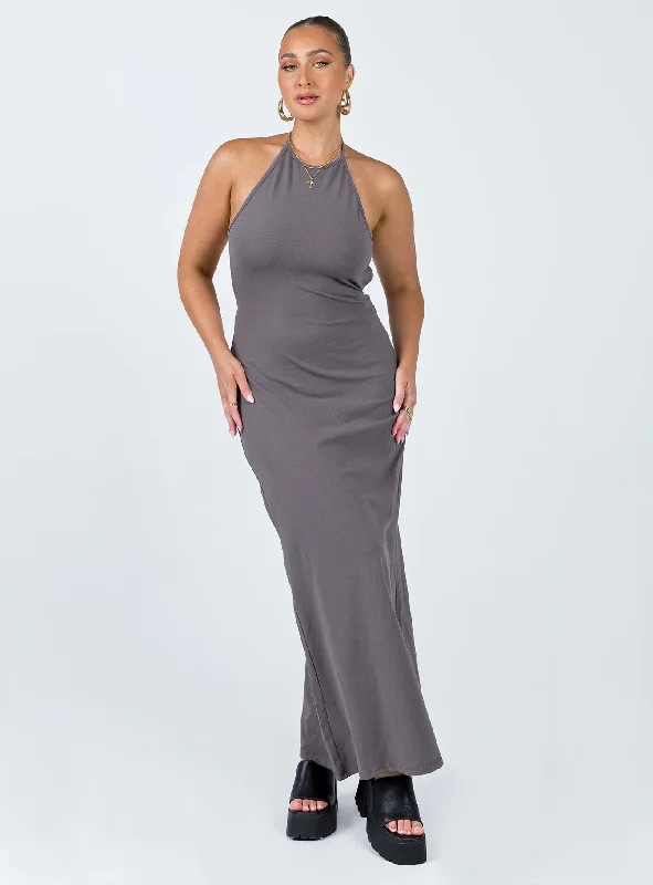 Women's Effortless Casual Outfit Casual Weekend Relaxed Style Caterina Maxi Dress Grey