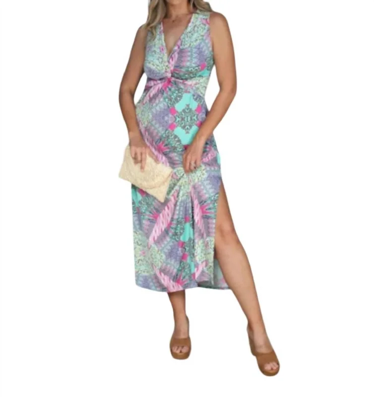 Timeless Women's Garments Feminine Charm Twist Sleeveless Maxi Dress In Memphis