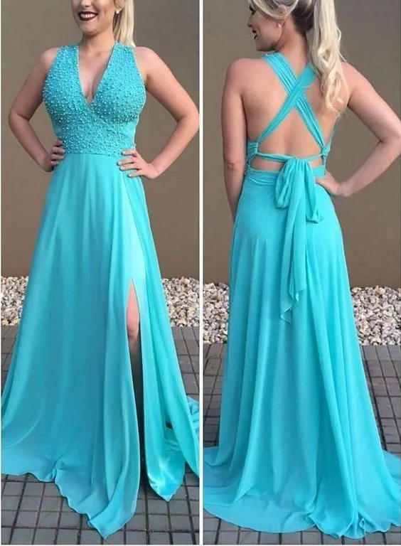 Fashionable Women's Casual Apparel Vintage Retro Party Wear A-line Deep V neck Sleeveless Prom Dresses cg5369