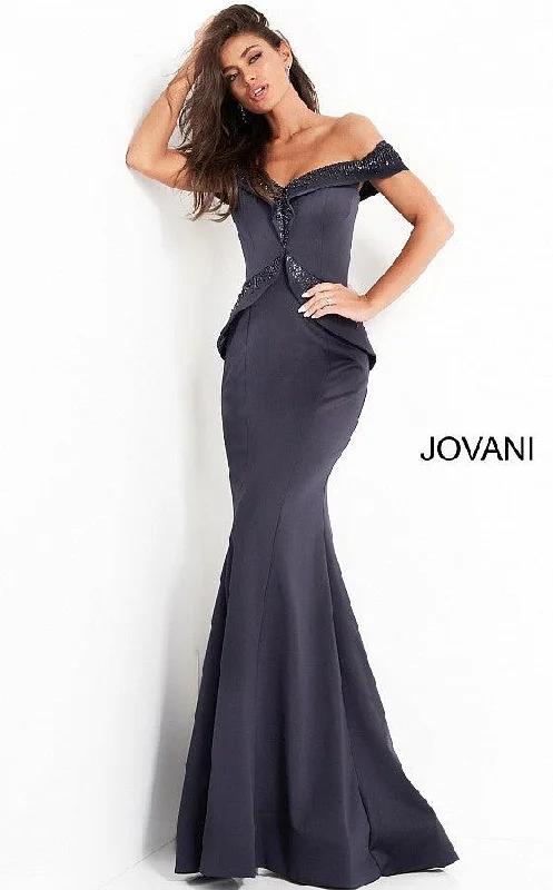 Women's Stylish Professional Garments Luxe Layering Jovani 02924 Off Shoulder Long Formal Gown