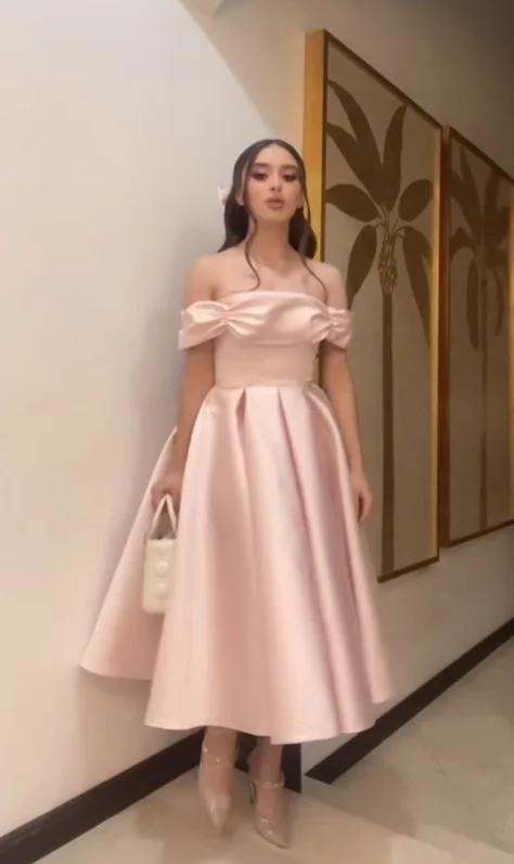 Stylish Outerwear Clothing For Women Great Deals on Ethnic Cultural Wear Sexy A Line Off The Shoulder Light Pink Satin Evening Dress Prom Dresses Birthday Outfits BD2485