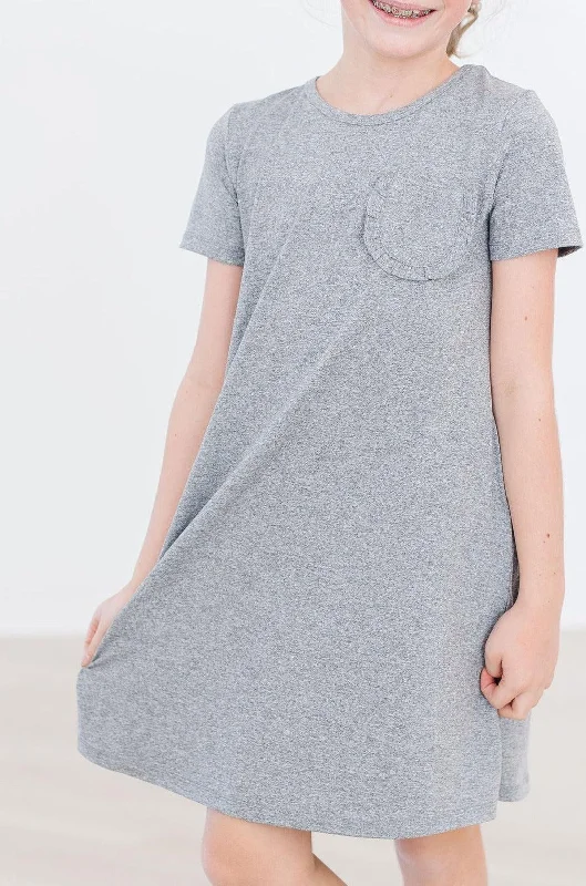 Women's Holiday Apparel Elegant Contour Heather Gray T-Shirt Dress