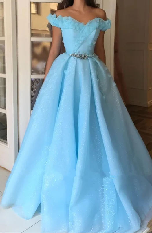 Classic Women's Clothing Styles Feminine Charm Sparkle Sequins Off The Shoulder Prom Dress | Charming Sweetheart Sleeveless Beading Long Prom Dress  cg11735