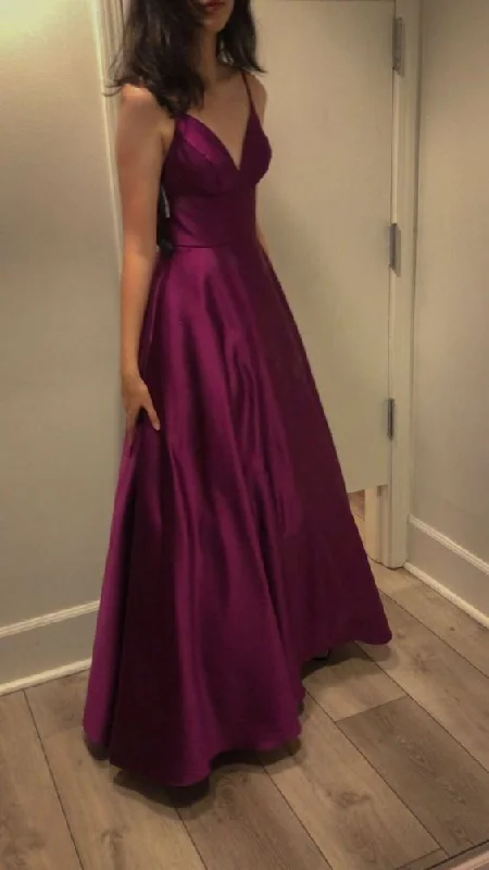 Women's Elegant Garments Elegant Ensemble Classy A line Spaghetti Straps Grape Floor Length Satin Black Prom Dresses Prom Gowns C2535