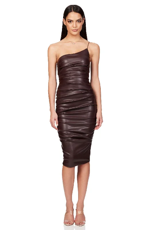 Women's Evening Wear Attire Polished Finish Nookie Rhea Midi Dress - Chocolate