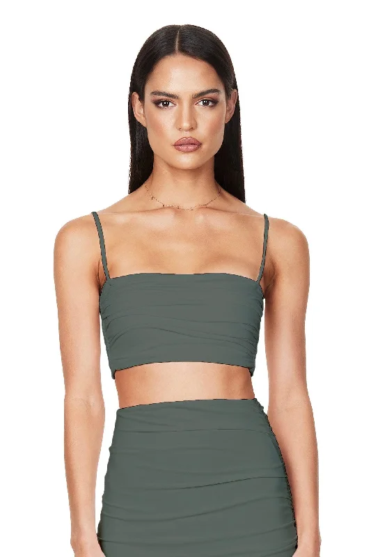 Women's Holiday Attire Flowy Fabric Nookie Aria Crop - Khaki