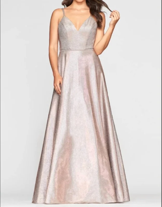 Formal Clothing For Women Seasonal Trend Metallic Jersey Gown In Copper