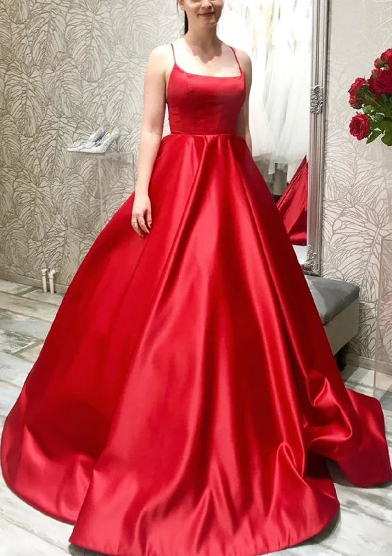 Women's Cozy Outfit For Lounging Exquisite Craftsmanship Women Spaghetti Straps Prom Dress Long Red Evening Gowns Satin Formal Party Dress YPD779