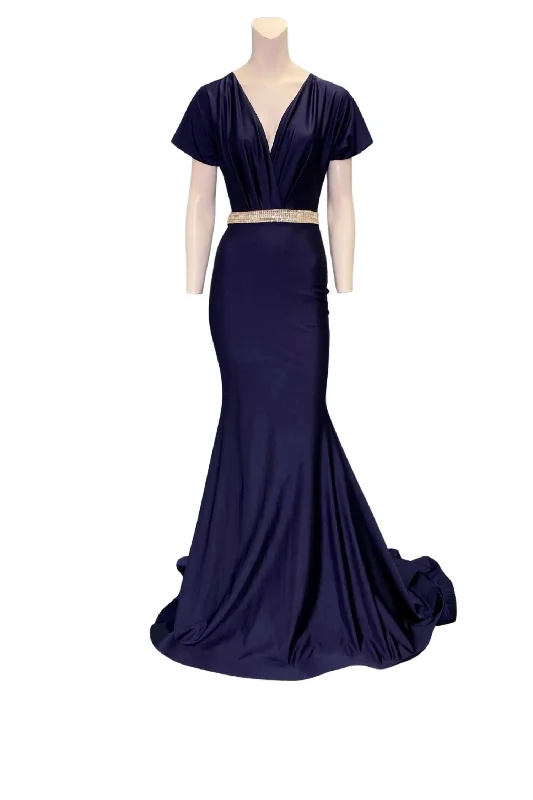 Women's Outerwear Clothing Sophisticated Cut Evening Gown In Navy