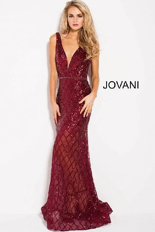 Women's Tailored Outfit Exquisite Craftsmanship Jovani 59186 Lattice Beadwork Long Prom Dress