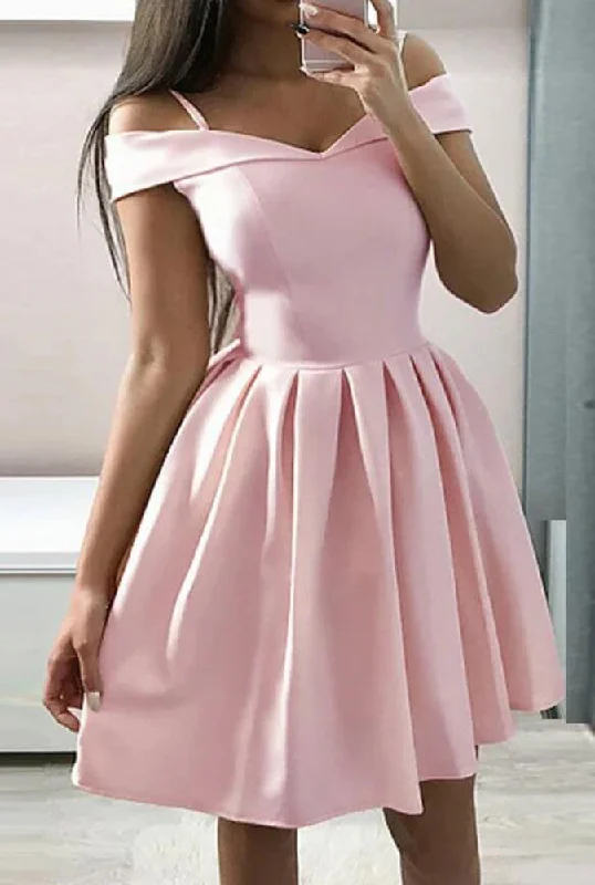 Women's Stylish Outdoor Outfit Modern Romance Women Satin Prom Dresses Short Cocktail Gowns Girls Homecoming Dresses Short Graduation Dress YHD186