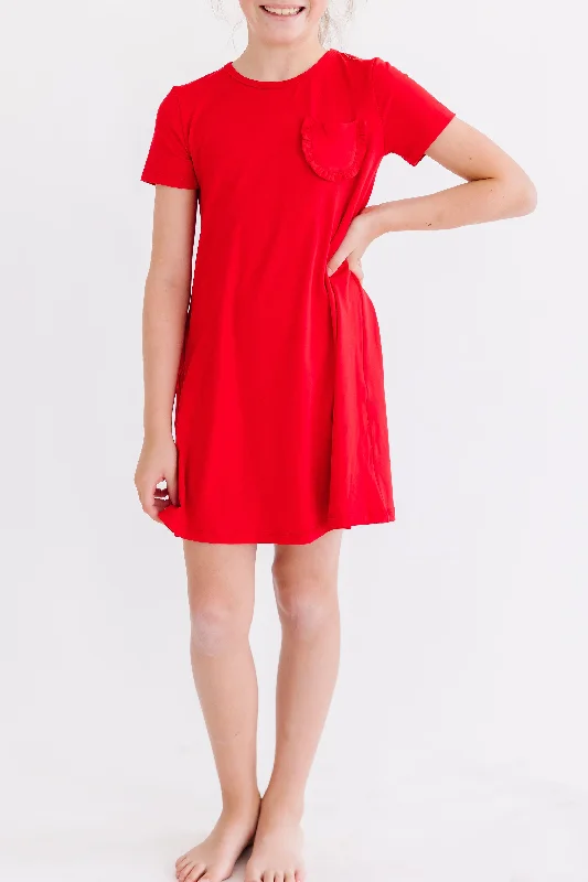 Women's Functional Outdoor Garments Charming Silhouette Red T-Shirt Dress