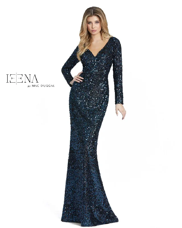 Stylish Women's Outfit Minimalist Chic Mac Duggal 26445 Long Sleeve Sequins Formal Dress