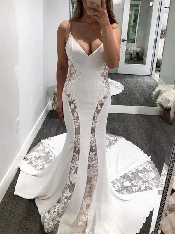 Women's Evening Clothing Classic Timeless Elegant Style See Through Sexy Newest Wedding Dresses, Mermaid Popular Lace Wedding Dresses