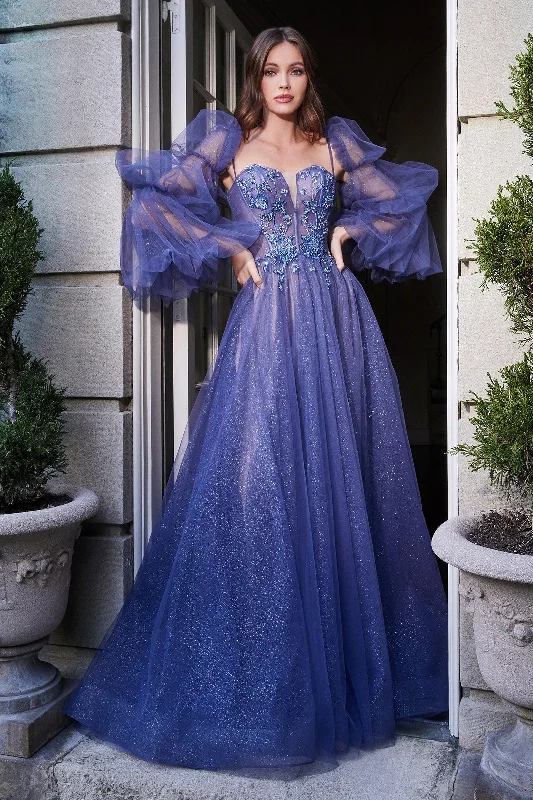 Women's Trendy Clothing Hollywood Glam Award - Show Style Cinderella Divine B709 Long A Line Long Sleeve Prom Dress