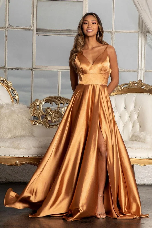 Women's Chic Outerwear Outfit Refined Simplicity Sienna M Long Spaghetti Strap Formal Bridesmaid Satin Dress Sale