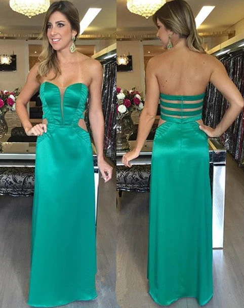 Elegant Women's Attire Elegant Details Natural Long Sweetheart Zipper Green Evening Dresses 2020 Elegant Sleeveless Prom Dresses   cg15056