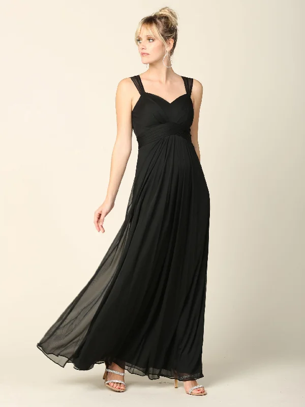 Women's Classic Outfit Effortless Comfort Long Sleeveless Bridesmaid Chiffon Dress