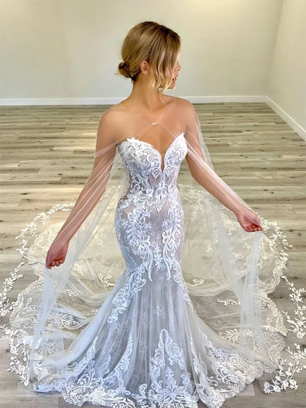 Women's Elegant Formal Outfit Boho - Chic Festival - Ready Style Sweetheart Long Mermaid Lace Wedding Dresses, Newest Wedding Gown, 2020 Wedding Dresses