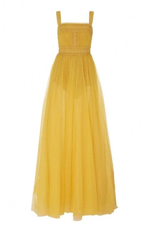 Affordable Luxury Women's Garments Exquisite Craftsmanship Yellow Lace Wide Sling prom Dresses,Charming A-Line Sleeveless prom Dresses  cg8153