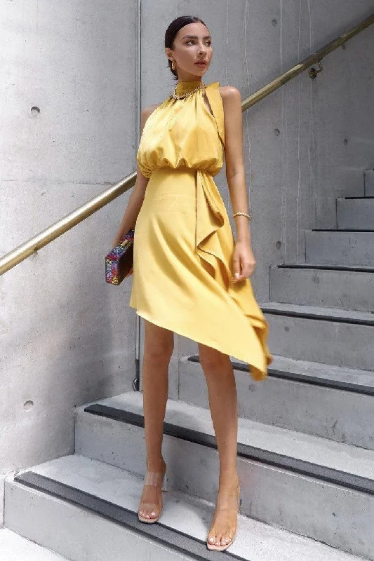 Women's Luxury Garments Luxury Style Sierra Dress - Mustard