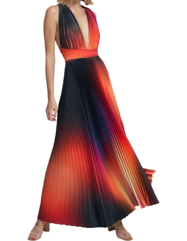 Women's Everyday Garments Classic Charm Moderniste Full Length Gown In Fire