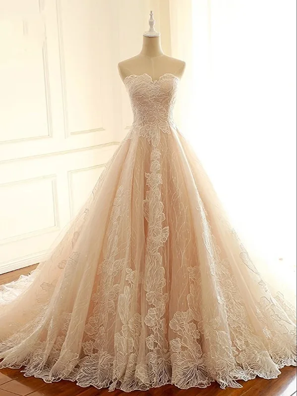 Women's Fashion-Forward Apparel Y2K Nostalgic Fashion Look Sweetheart Lace Tulle Long Wedding Dresses, Bridal Gown, 2021 Wedding Dresses