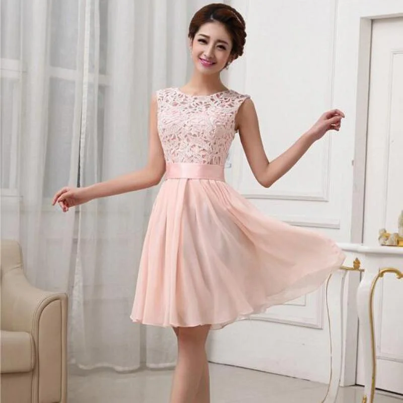 Women's Clothing Sets Charming Silhouette Sleeveless Sashes Knee-length Tank Slim Sexy Homecoming Dress