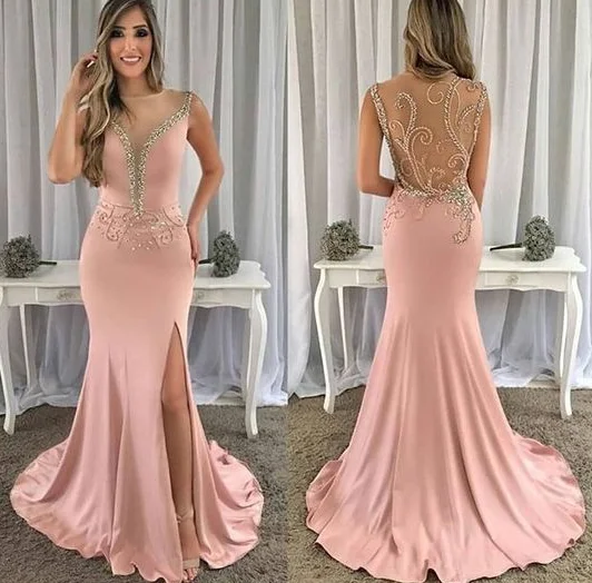 Women's Functional Apparel For Outdoor Activities Romantic Date - Night Ensemble Round Neck Sleeveless Floor-Length Chiffon prom Evening Dresses cg5318