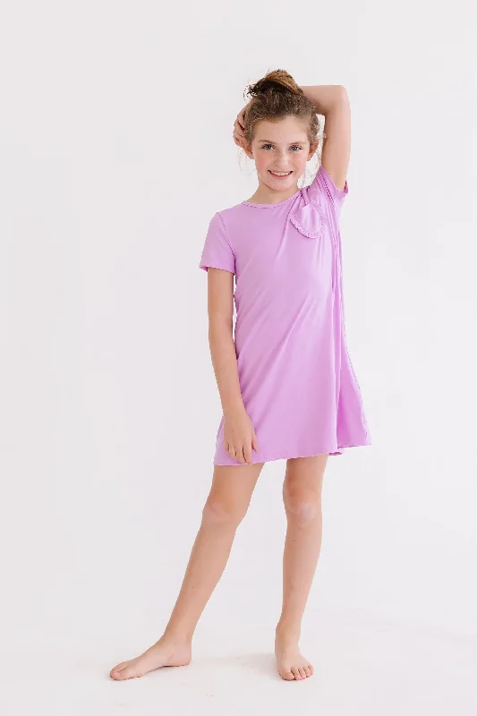 Women's Activewear Apparel Playful Elegance Bright Lilac T-Shirt Dress