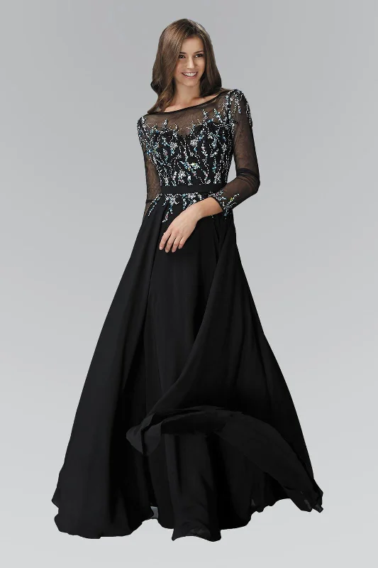 Women's Occasion Wear Clothes Contemporary Elegance Prom Long Sleeve Chiffon Dress Formal